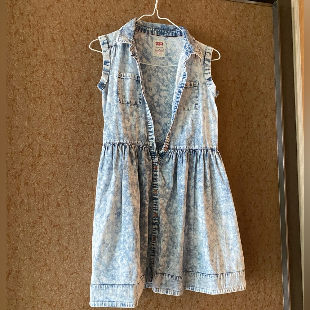 Levi's Blue and White Ruffled Tiered Sundress